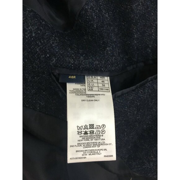 Brooks Brothers Tweed Shetland Cheviot UK Milano Navy Wool 2 Btn Blazer 46R - Picture 14 of 16
